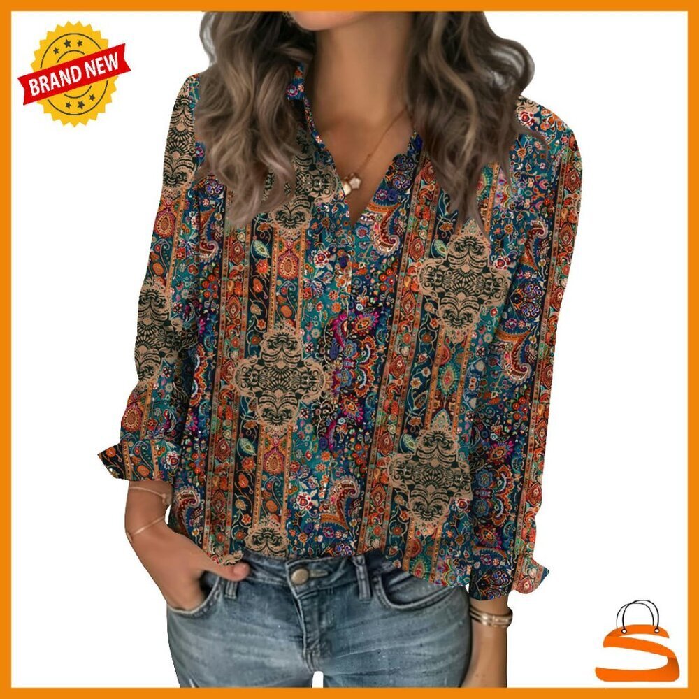 Chiffon Long Sleeve Button Down Blouse Business Casual Work Top